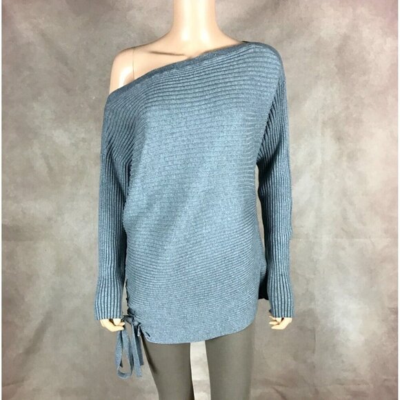 Designers Remix One-Shoulder Gray Ribbed Sweater Size Small - Picture 2 of 6